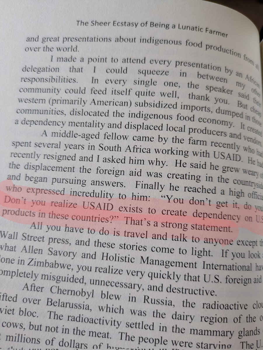The purpose of USAID as told to Joel Salatin by a former employee.