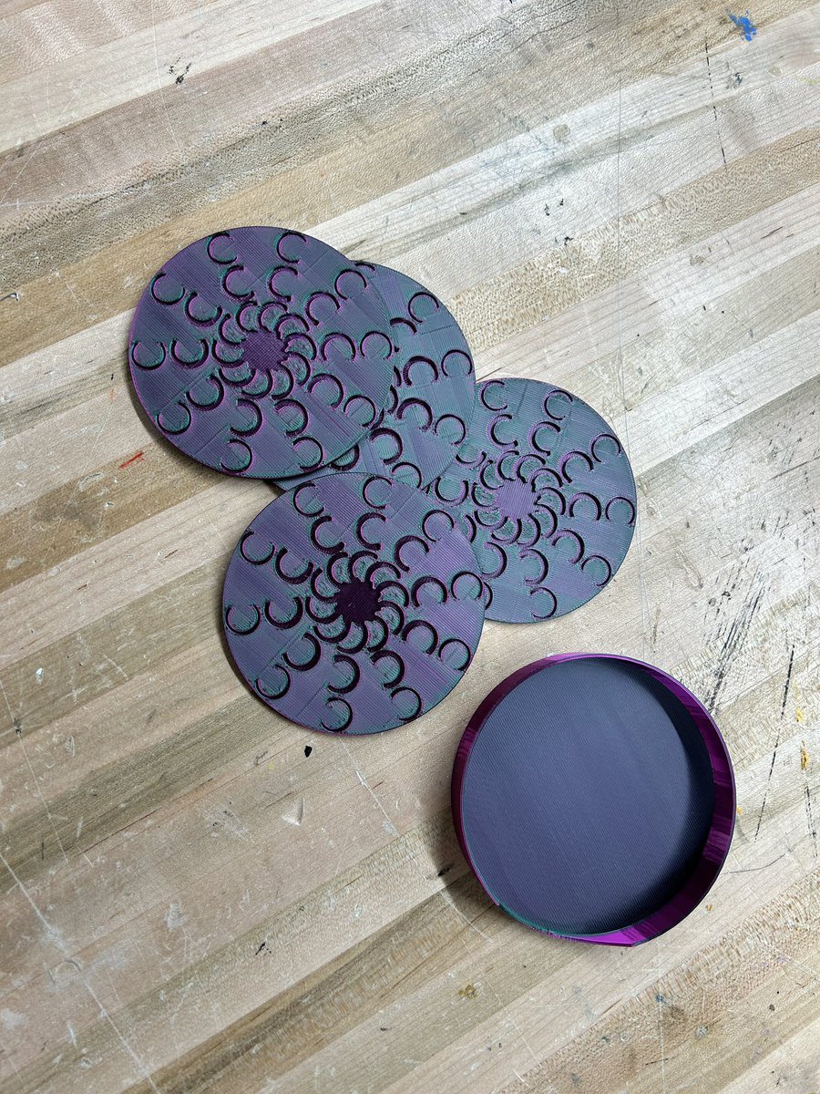 3D printed coasters and holder
#teched