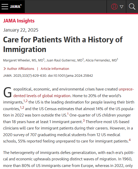 JAMA_current's tweet photo. This JAMA Insights explores how considering clinical factors and potential exposures during the premigration, migration, and postmigration phases of immigration could help clinicians more effectively treat patients born outside the US. 

https://t.co/YcLcKPYPy7 https://t.co/VdYsKJMLee