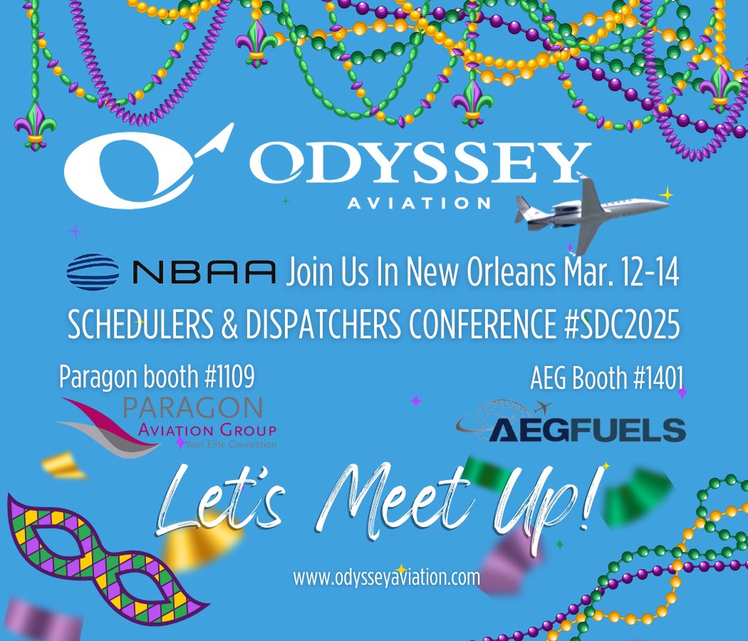 OdysseyBahamas's tweet image. Are you going to @NBAA Schedulers &amp;amp; Dispatchers Conference #sdc2025 March 25-27✈️ 
Lets meet up! 
&amp;amp;
Join us in shaping the future of business aviation! 😎 🛩️ ✈️ 🙌 
#NBAA #BizAvWorks #OdysseyAviation #1FBO #Bahamas #FBO #VIP #ParagonAviation #BizAv #AvGeeks @ParagonAviation