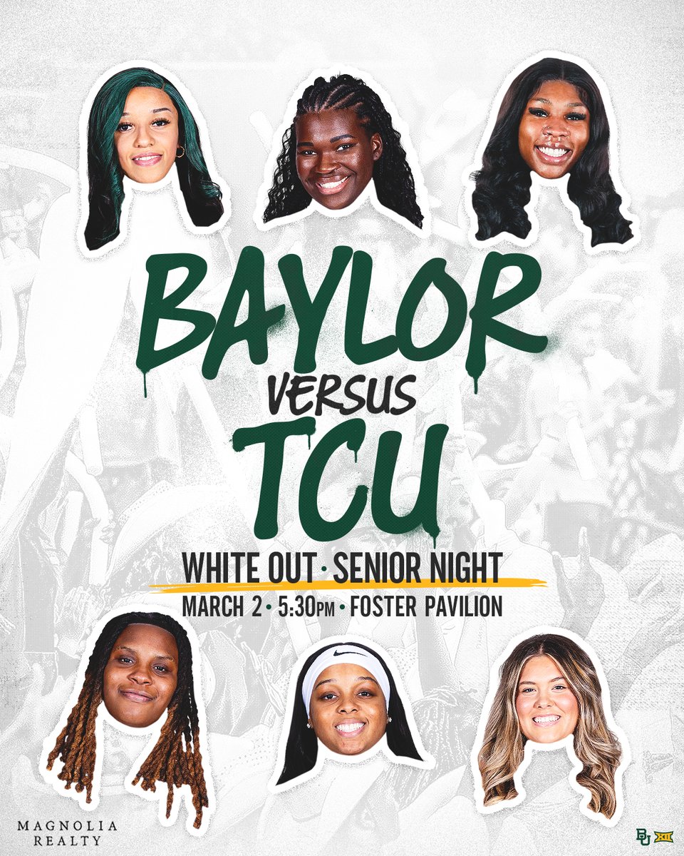 The Big 12 title race is coming down to the wire, and we've got 2️⃣ HUGE home matchups left 🏁

🏀 No. 19 <a href="/BaylorWBB/">Baylor Women's Basketball</a> vs. Iowa St.
📆 Saturday, Feb. 22 
↪️ Play4Kay - Wear Pink 💖

🏀 No. 19 <a href="/BaylorWBB/">Baylor Women's Basketball</a> vs. No. 10 TCU
📆 Sunday, March 2
↪️ Whiteout &amp; Senior Night ⚪️🎓

#SicEm
