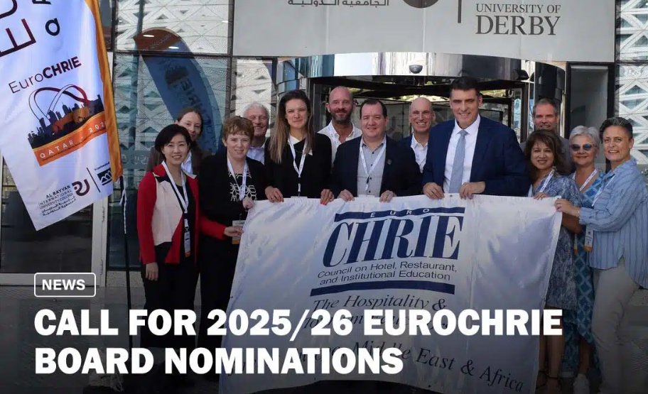 🚨 Call for 2025-26 EuroCHRIE Board Nominations 🚨

Shape the future of EuroCHRIE! 
⭐ VP/President-Elect/IPP (3 years)
⭐ Secretary (2 years)
⭐ Treasurer (2 years)
⭐ Director of Member Services (2 years)
⭐ Director of Networking (2 years)
📝 Details: lnkd.in/d4KmugCX