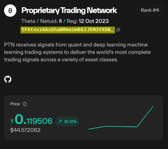 here4impact's tweet photo. TWO BIGGEST THINGS I AM LOOKING FOR IN #SUBNET TOKENS

1) Has the subnet's share of emissions *increased* since $dTAO launch? 

I want to be invested in subnets with % of emissions *increasing*. This means the subnet has positive momentum and thrives in a *market-priced* ecosystem (e.g. $dTAO).  

2) Is the subnet owner the largest alpha token holder?

Check the @taostats subnet page to see if the owner address matches the largest holder's address. I want the team behind the subnet investing *programmatically* (i.e. repeatedly and continuously) in their own token. If they don't want to own it, why would I?

Subnets that currently meet BOTH criteria #1 and #2 (screen shot below; sorted by $TAO invested in their own subnet from largest to smallest):

sn64 Chutes @rayon_labs 
sn4 Targon @manifoldlabs
sn34 BitMind @BitMindAI 
sn8 PTN @taoshiio 
sn42 Real-Time Data @getmasafi 
sn10 Sturdy @SturdyFinance 
sn46 NeuralAI @neutanent
sn5 Open Kaito @openkaito
sn28 Dalet @FoundryServices  
sn30 Bettensor @Bettensor 
sn35 LogicNet @logicnet_ait
sn59 Agent Arena @getmasafi  
sn36 WebAgents @WOMBO
sn63 ?unknown? @finestdata_

Note 1: If I got your @ wrong please leave a comment so people know. 

Note 2: Some might say these criteria are not "fair." What about smaller subnets that didn't have a large treasury to buy their token and/or don't (yet) produce revenue to buy back their token (flywheel mechanism)? 

There is no "fair;" their is only reality. The # of successful subnets will consolidate. The best-run subnets will grow 10-20x+. The worst-run subnets will die. This is how free markets work. No more backroom deals; only results.  #bittensor #subnetsummer