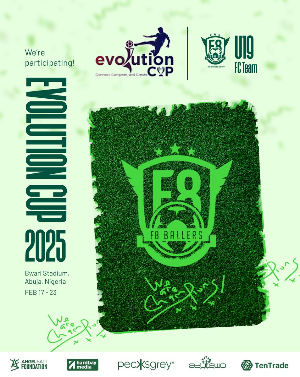 f8ballersafrica's tweet photo. The Game and the gamers: @theevolutioncup Abuja.
📍 Our current activity
📍 Our players in it.
#F8ballersAfricaFC || #EvolutionCup2025 #WeAreHere
WE ARE CHAMPIONS 🏆⚽️💚 https://t.co/9p1zehKauU