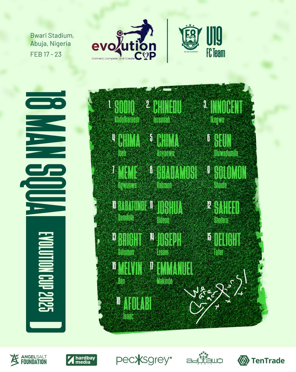 f8ballersafrica's tweet photo. The Game and the gamers: @theevolutioncup Abuja.
📍 Our current activity
📍 Our players in it.
#F8ballersAfricaFC || #EvolutionCup2025 #WeAreHere
WE ARE CHAMPIONS 🏆⚽️💚 https://t.co/9p1zehKauU