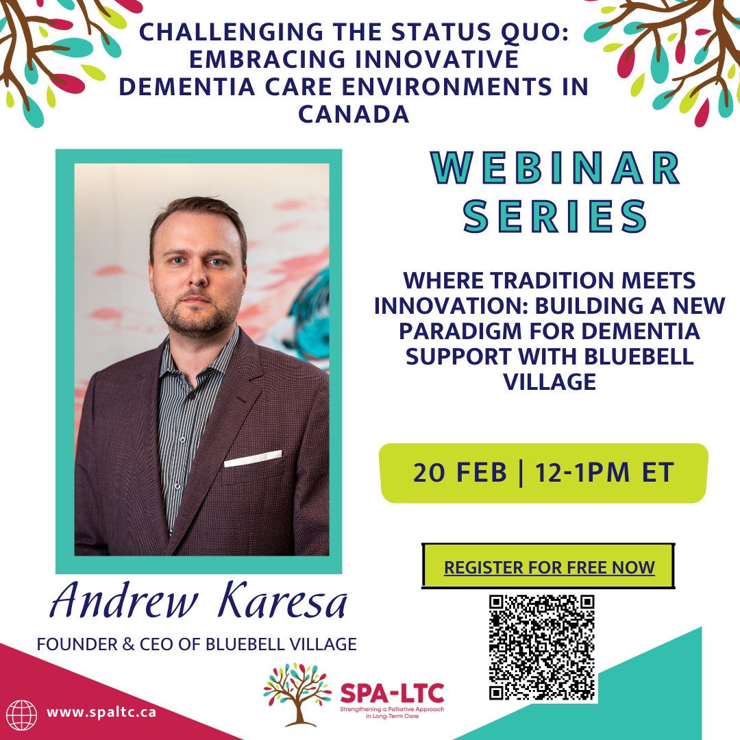 SPA-LTC (@spa_ltc) on Twitter photo There is only 2 days left until Andrew speaks about <a href="/bluebellvillage/">bluebellvillage</a>. You don't want to miss out on his free educational presentation about how he is innovating dementia care in Canada.
#palliativeapproach
Free link: mcmaster.zoom.us/meeting/regist… There is only 2 days left until Andrew speaks about <a href="/bluebellvillage/">bluebellvillage</a>. You don't want to miss out on his free educational presentation about how he is innovating dementia care in Canada.
#palliativeapproach
Free link: mcmaster.zoom.us/meeting/regist…