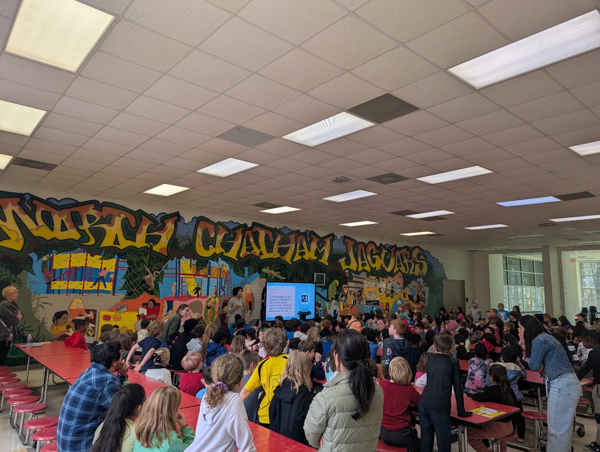 DrKCBerggren's tweet image. One more visit for Ms. Amber Ivey to round out a terrific Tuesday @north_chatham ‼️ NCE 2nd and 3rd grade Jaguars 🐆 got to enjoy an interactive experience with the author just before the announcement of a snow ❄️ day for tomorrow. 🦾🤖 #ccsyoungauthors