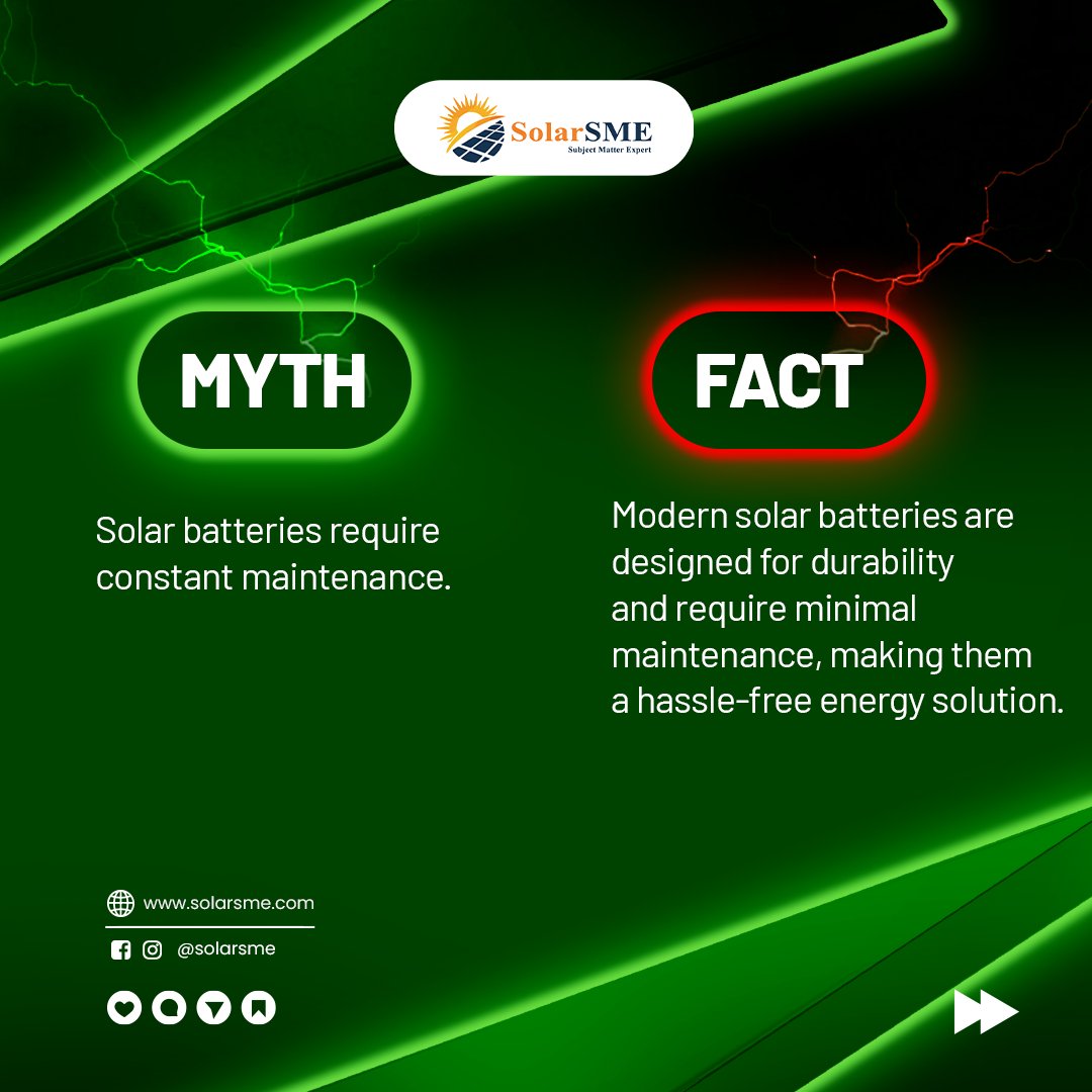Solarsmeinc's tweet photo. 🔋 Happy #NationalBatteryDay! Don’t fall for solar battery myths—get the facts on how they store clean energy &amp; keep your home powered 24/7. 💡 Ready to take charge? ⚡

🔗 https://t.co/WV6JNMVwsm

#SolarStorage #CleanEnergy #SolarSME https://t.co/zPXZmLH1z4