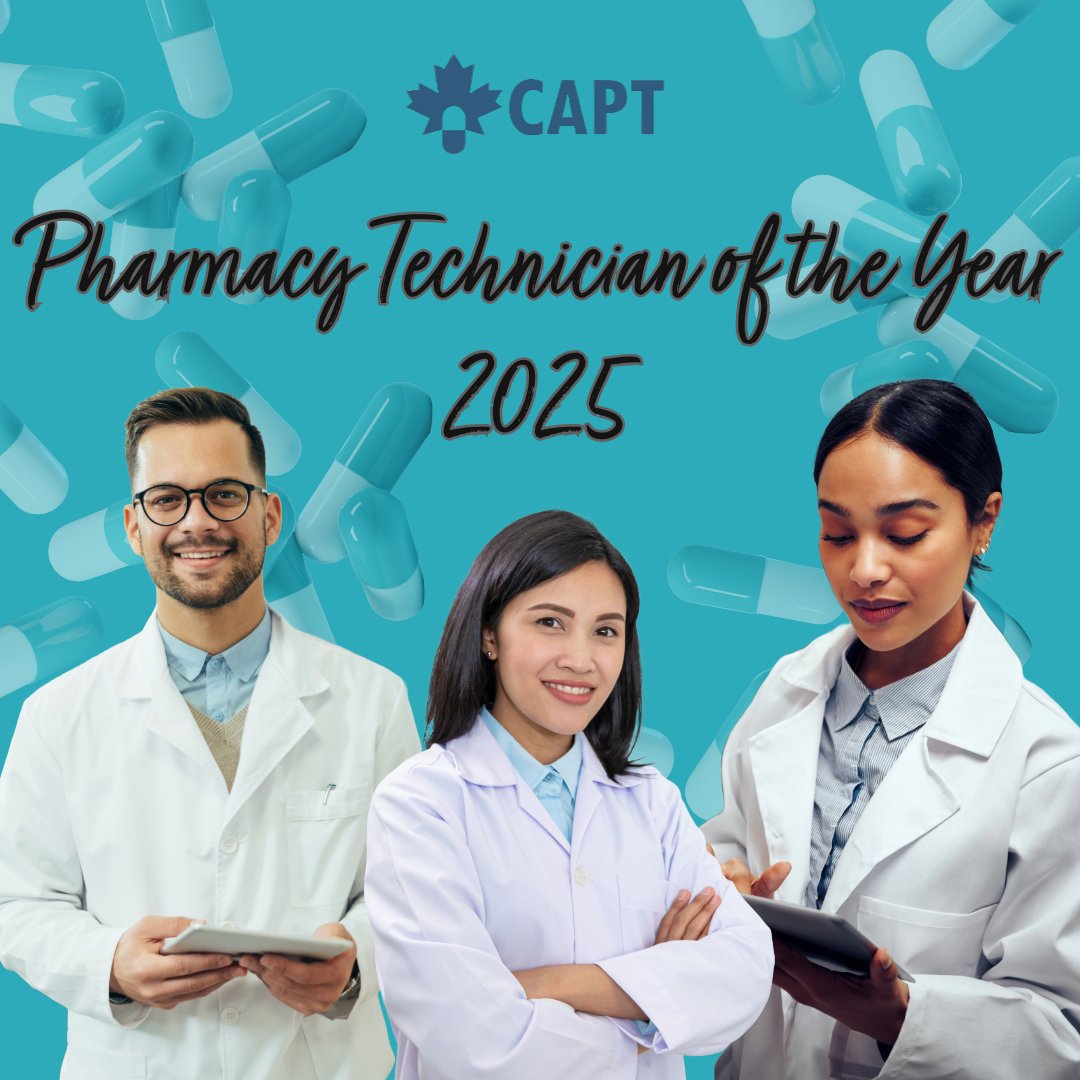 🏆 CAPT’s 2025 Pharmacy Technician of the Year! 🏆

📅 Deadline for Nominations: April 11, 2025
📍 Award Presentation: CAPT PDC, Saskatoon, SK – June 6 - 8, 2025

✅ Submit your nomination via email to both Linda (lapower@capt.ca) AND Angela (amartin-dallon@capt.ca)