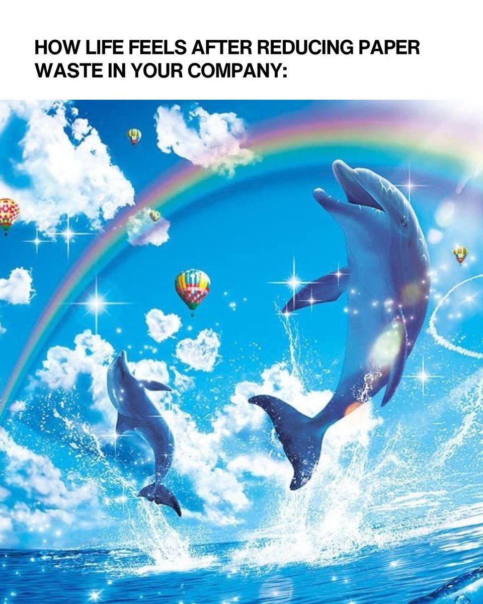 LCardApp's tweet image. Pure bliss when your company ditches paper waste. 🌈🐬✨

#paperwaste