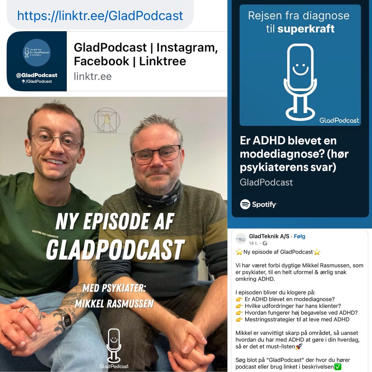 Mikkel Rasmussen (@psykiatrilisten) on Twitter photo Så er podcasten ude med Mads Marius og <a href="/Mikkel_Rasm/">Mikkel Rasmussen</a>/<a href="/PsykiatriListen/">Mikkel Rasmussen</a> om ADHD.
Søg på 👉Gladpodcast👈, der hvor du hører podcast. ▶️
linktr.ee/GladPodcast
Der er så mange nuancer og meget at sige på dette område. Tak for god energi og gode spørgsmål 😎
#ADHD #neurodiversitet Så er podcasten ude med Mads Marius og <a href="/Mikkel_Rasm/">Mikkel Rasmussen</a>/<a href="/PsykiatriListen/">Mikkel Rasmussen</a> om ADHD.
Søg på 👉Gladpodcast👈, der hvor du hører podcast. ▶️
linktr.ee/GladPodcast
Der er så mange nuancer og meget at sige på dette område. Tak for god energi og gode spørgsmål 😎
#ADHD #neurodiversitet
