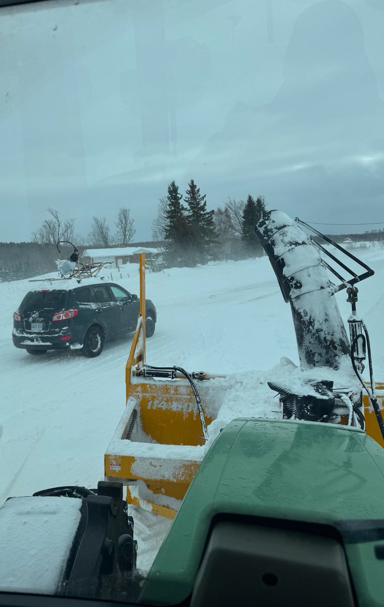 Professional Bruce County closed road traveler.  Zoom in to see the dog sled on the roof! 
#ONStorm