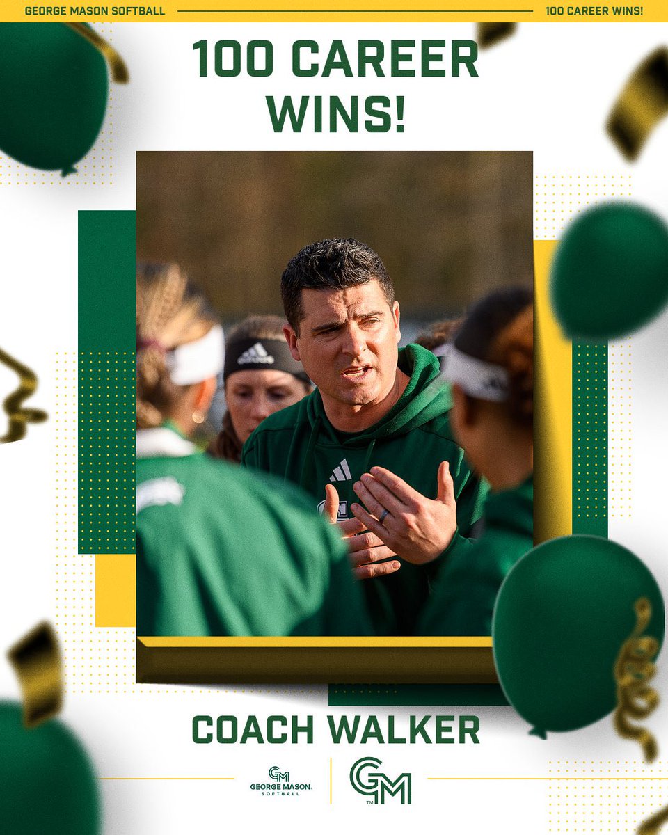 100 wins and counting!💯

Huge congrats to coach Justin Walker on his incredible milestone at George Mason which he achieved this past Saturday against Drexel! Your dedication, leadership, and passion continue to inspire. Here’s to many more victories!💛💚 #100wins #masonnation