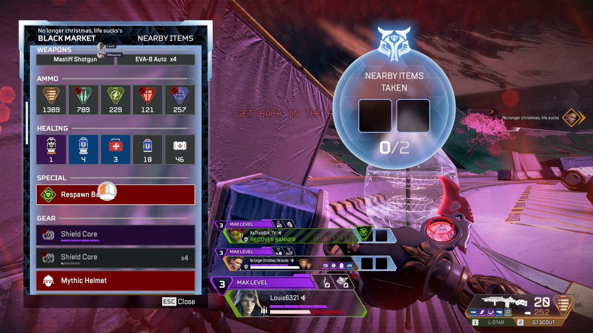 Louis6321's tweet photo. @Respawn @PlayApex 3 squads alive, I dash into zone to grab the banner and right on the last pixel of grabbing it my game crashes 🥲 I wonder if there's a bug with grabbing banners through the Loba shop? https://t.co/7W8AUWiIQV