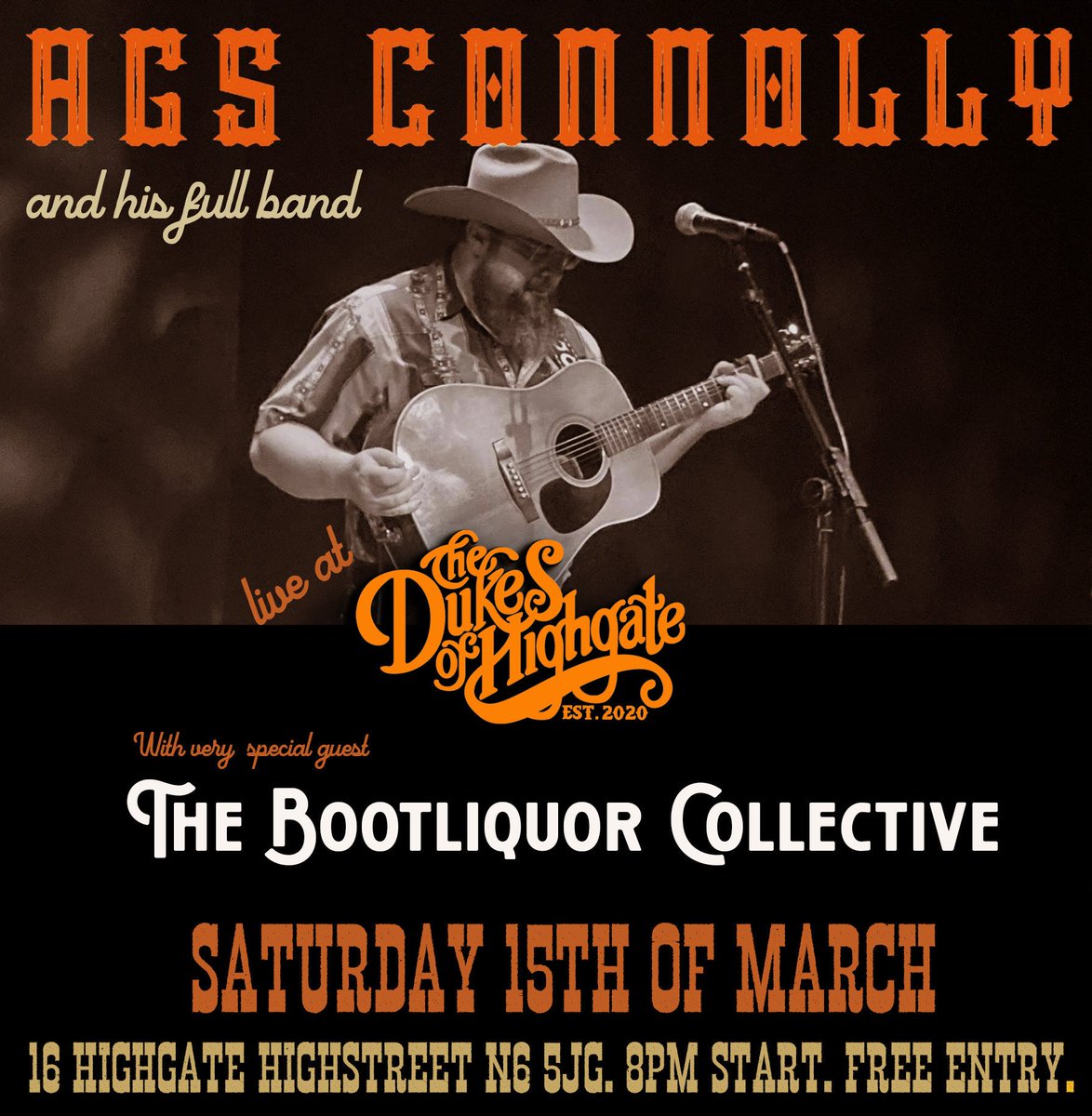 Ags Connolly (@connollyags) on Twitter photo AgsFest is coming to the <a href="/DukesOfHighgate/">TheDukesOfHighgate</a> this March!!
Catch me solo on Friday 14th, then with full band on Sat 15th...gonna be a wild time at London's first and only honky tonk!
Both nights start 8pm, free entry AgsFest is coming to the <a href="/DukesOfHighgate/">TheDukesOfHighgate</a> this March!!
Catch me solo on Friday 14th, then with full band on Sat 15th...gonna be a wild time at London's first and only honky tonk!
Both nights start 8pm, free entry