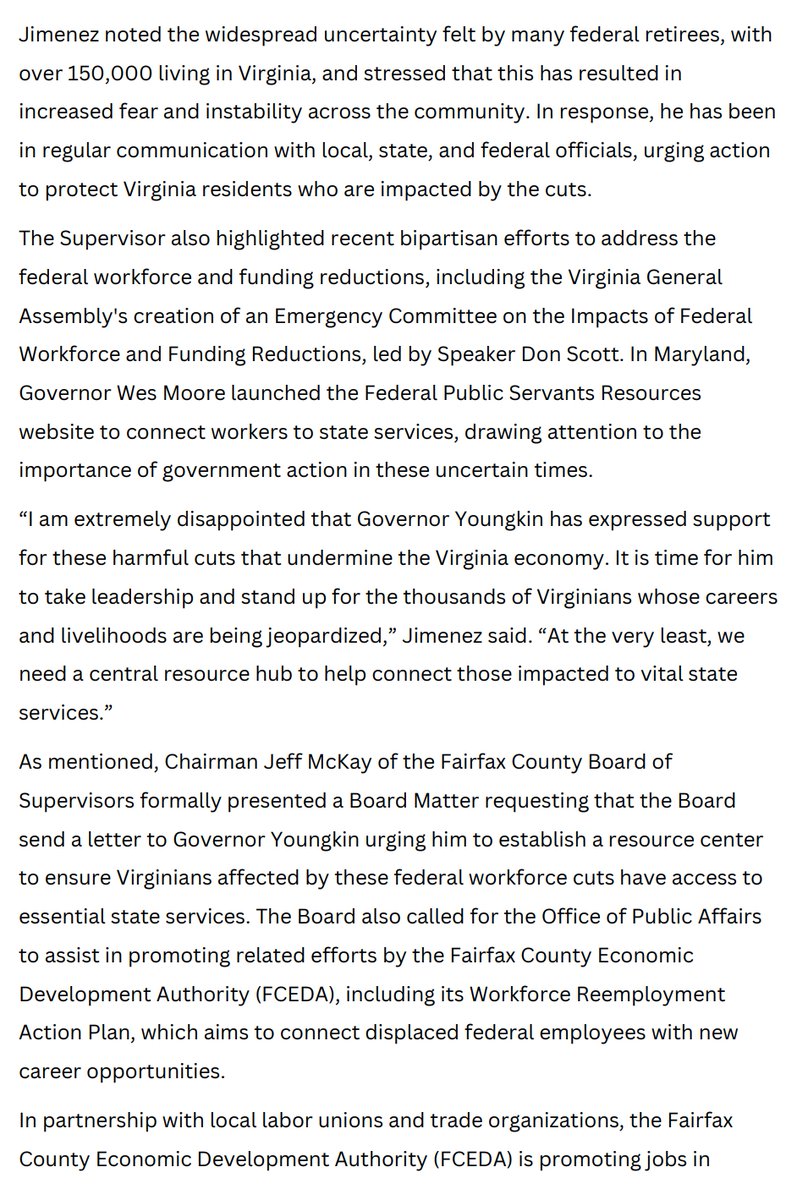 MasonSup_Andres's tweet photo. 📢 @SupervisorJimenez calls on @GovernorVA to support @FairfaxCounty’s federal workers impacted by budget cuts. Resources & job opportunities, including with IBEW Local 26, can help! 💼
#FairfaxCounty #IBEWLocal26 #Virginia #JobOpportunities #SupportOurWorkers https://t.co/IUCiEmcOlH