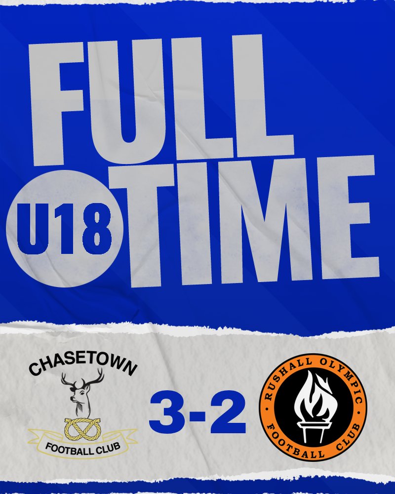 FT: Chasetown U18 3-2 Rushall Olympic U18; The young Scholars go top with three points.