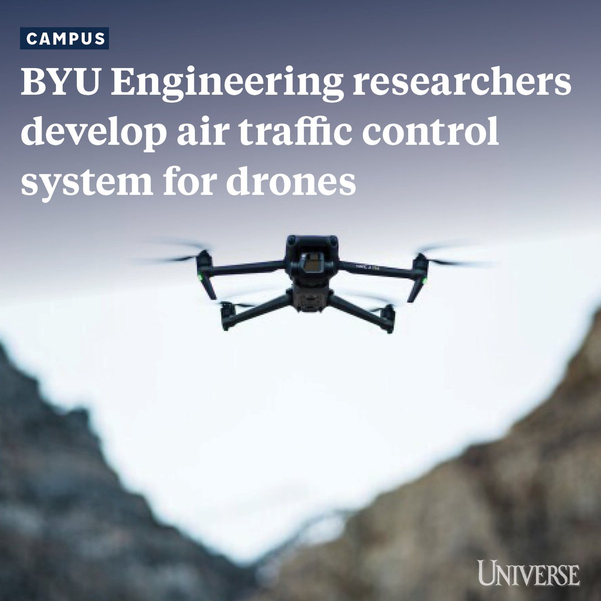 UniverseBYU's tweet image. An increase in drones flying in the low airspace of populated areas may increase the chance of collisions if the drones are not tracked properly. By Emily May.

universe.byu.edu/campus/byu-eng…

#universebyu #drones #airtraffic