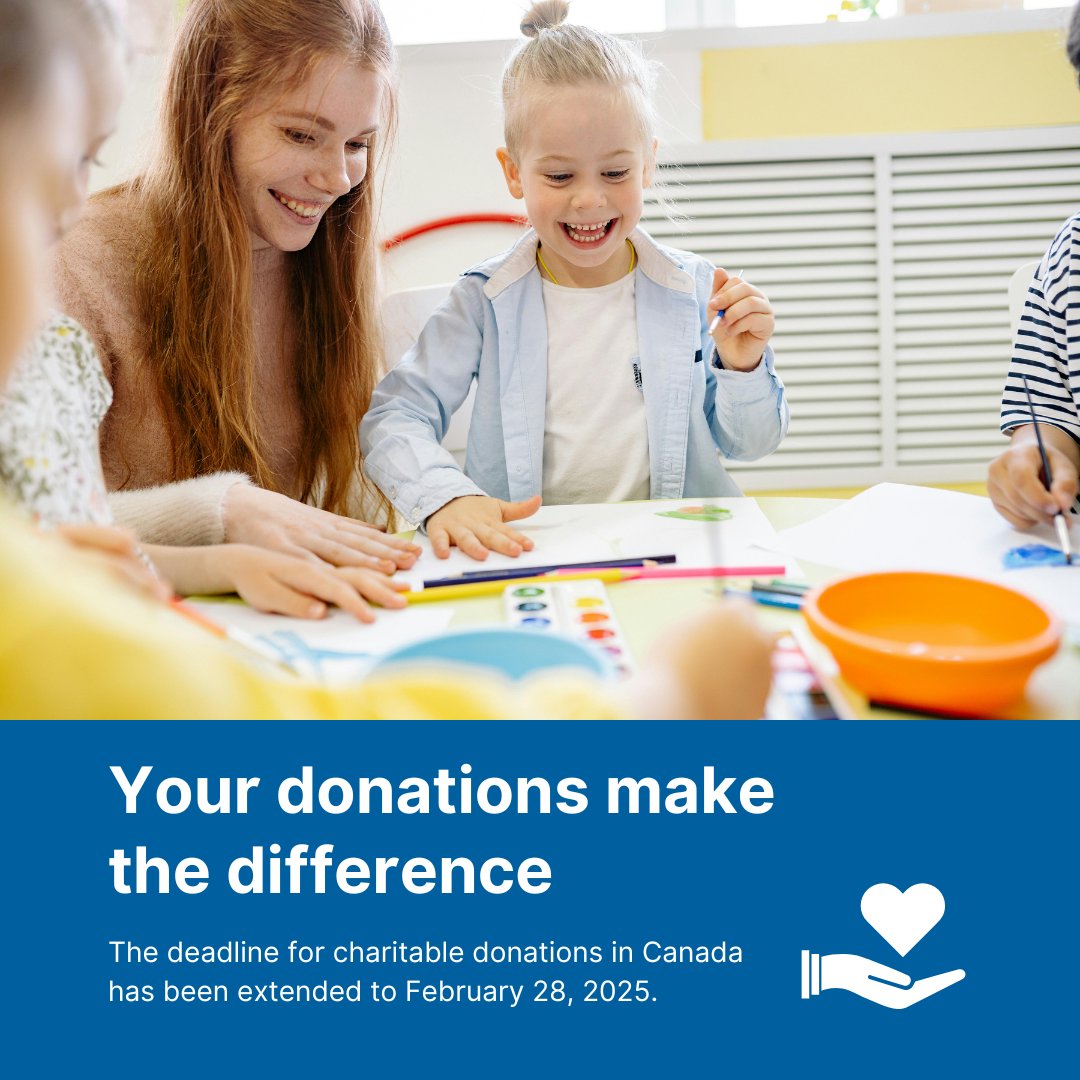 Great news! The deadline for charitable donations in Canada has been extended to February 28, 2025 💌 

Your generosity helps us connect people, foster innovation, and support mental health through access to resources. 

Make a difference today at bit.ly/FebExtension