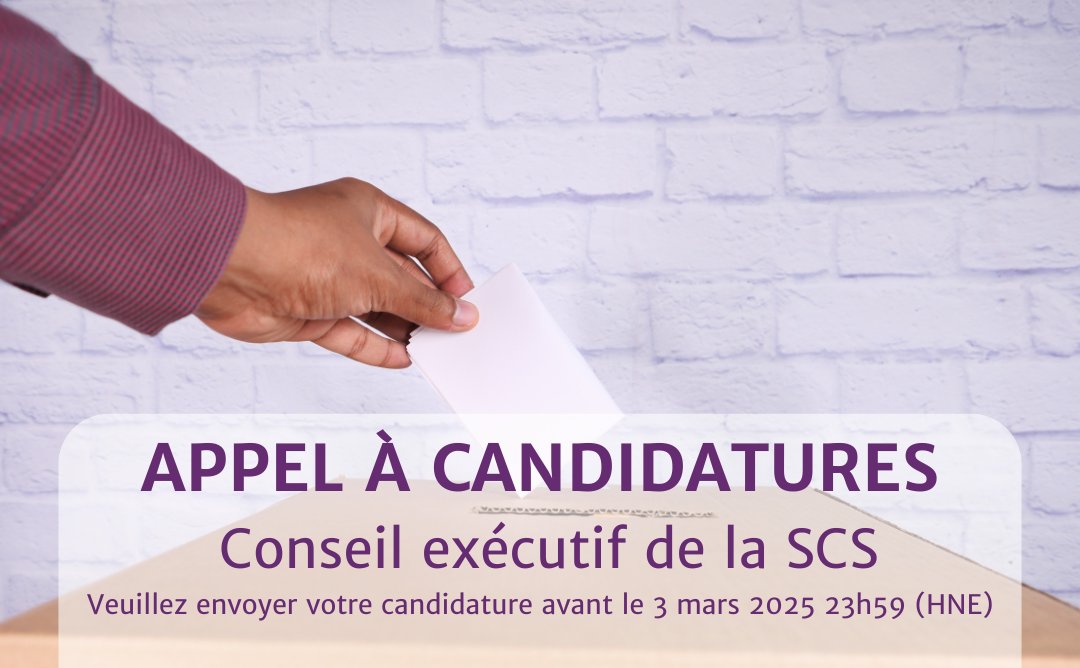 📢 Le comité exécutif de la SCS est à la recherche d’un nouveau membre en général (Étudiant)!

Pour plus d'information, visitez notre site web à scs-css.ca/nouvelles/appe…