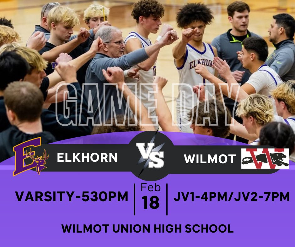 Game Day!

📍 Wilmot Union High School
🆚 Wilmot
⏰ 5:30 PM
🎥 Wilmot Athletics YouTube Page

Play hard, play smart, play together!

GO ELKS! 🟣🟡