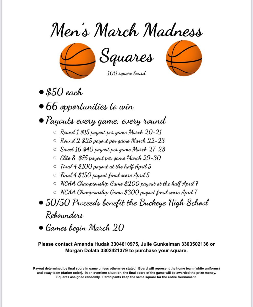 GirlsBuckeyeBB's tweet image. Help Support our Basketball Boosters by participating in our 🏀MARCH MADNESS🏀 Fundraisers!!!