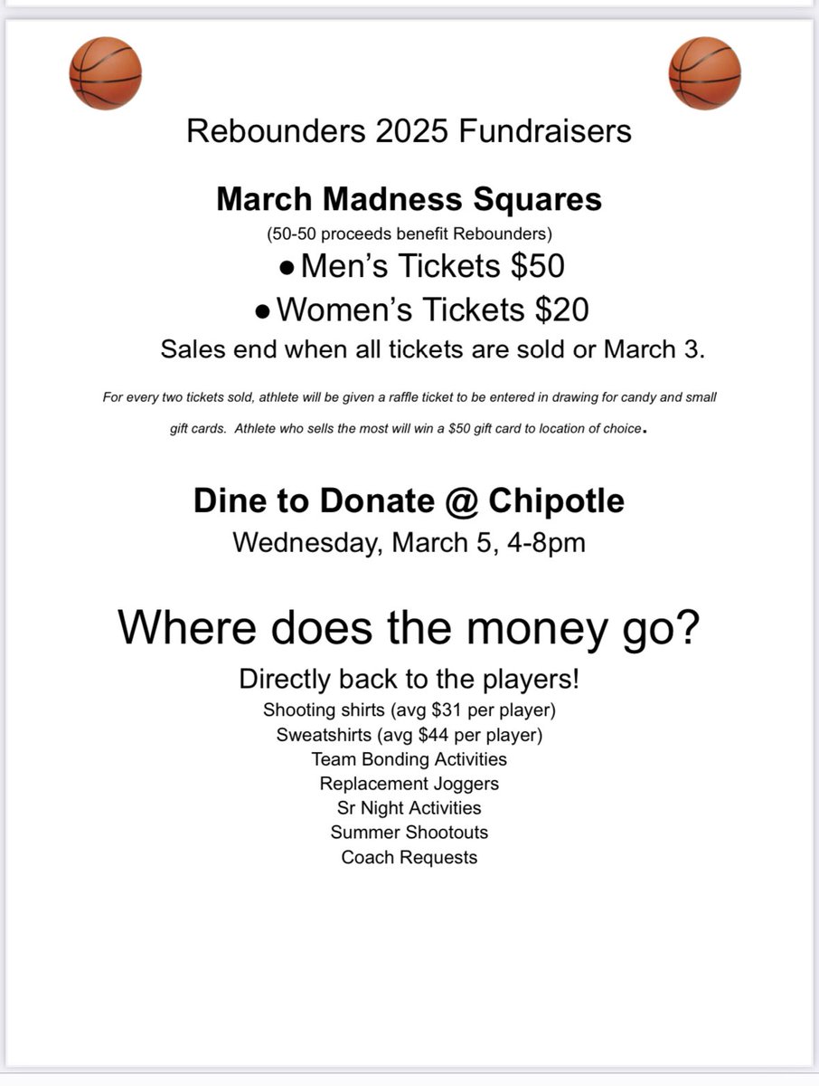 GirlsBuckeyeBB's tweet image. Help Support our Basketball Boosters by participating in our 🏀MARCH MADNESS🏀 Fundraisers!!!