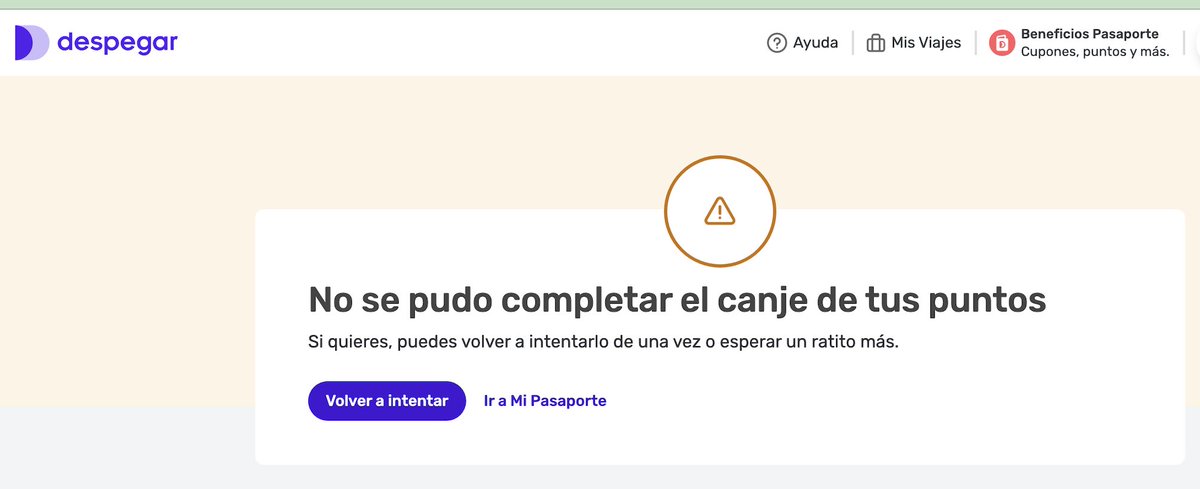 pulpza's tweet photo. Ponen promociones que no se pueden usar @DespegarMx y @BBVA_Mex para canje de puntos BBVA por puntos pasaporte en Despegar. Su sitio no funciona, nadie da solución. He hablado con al menos 10 personas de ambos lados, nadie soluciona. @Profeco https://t.co/UDuj9pjW8A