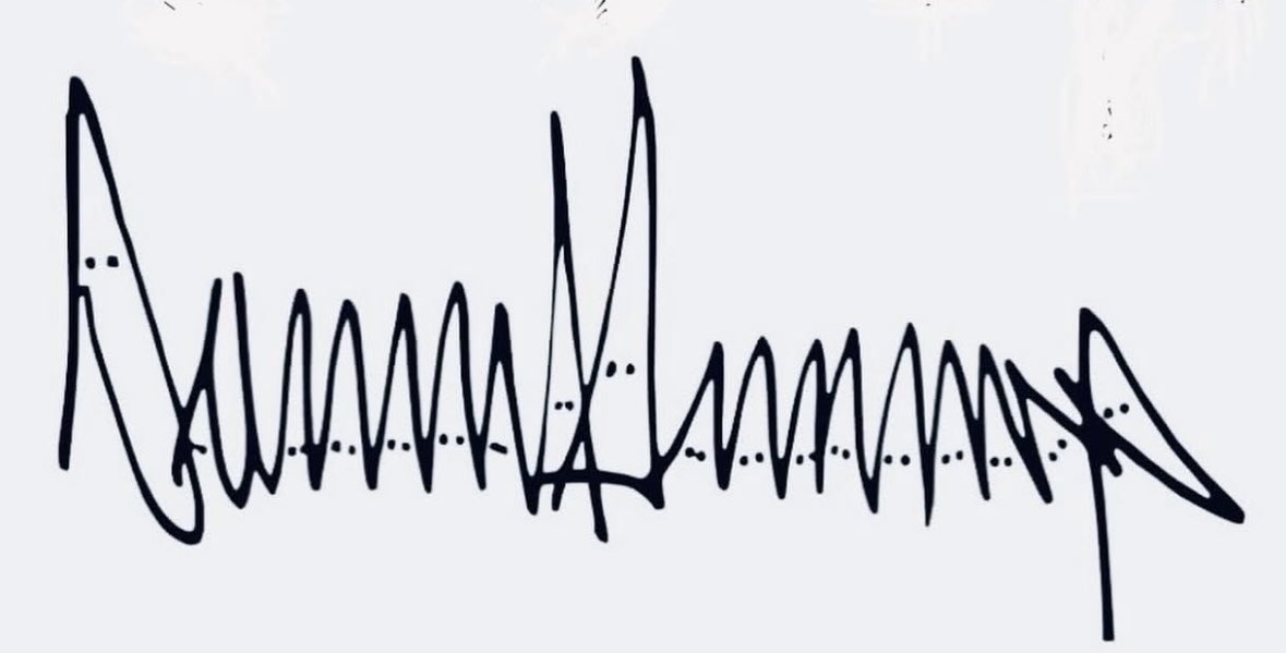 Put dots on trumps signature it looks like a klan rally