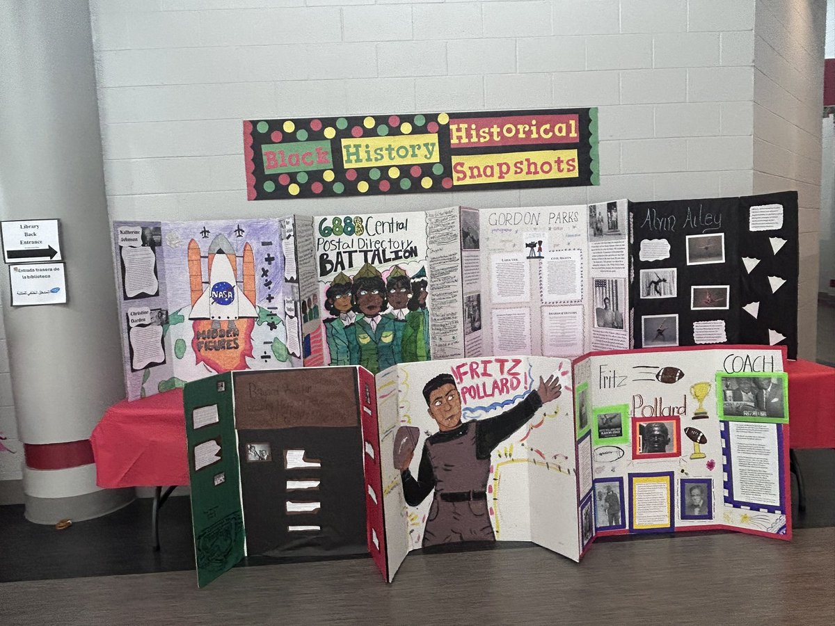DrArlineLoading's tweet photo. I am super proud of our Black History Month Historical Snapshot display! This collection features lesser known figures in black history for our students and staff. It looks amazing and thank you to @MsWestLMS and your vision for BHM 2025! https://t.co/D4sOw5QkRK