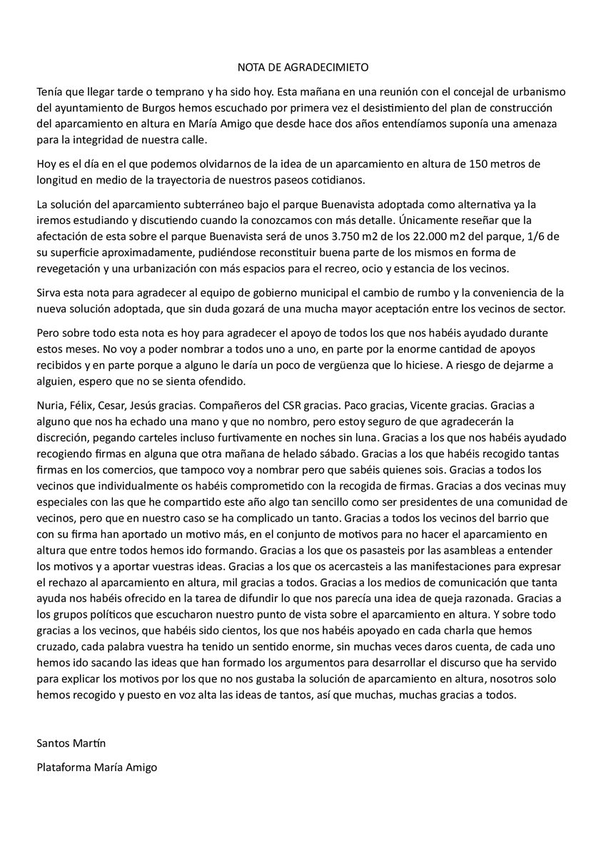 Hoy toca hacer una nota de agradecimiento a todos los que durante estos meses nos habéis apoyado en esta modesta disputa. <a href="/cris_ayala_/">Cristina Ayala</a> <a href="/jmmansov/">jmmansov</a> <a href="/danidelarosa/">Daniel de la Rosa / ❤🤎</a> <a href="/FmtzAcitores/">Fernando Martínez - Acitores Puig</a> <a href="/radioarlanzon/">Radio Arlanzón</a> <a href="/noparkingaltura/">No al Parking en Altura junto a los Coles</a>