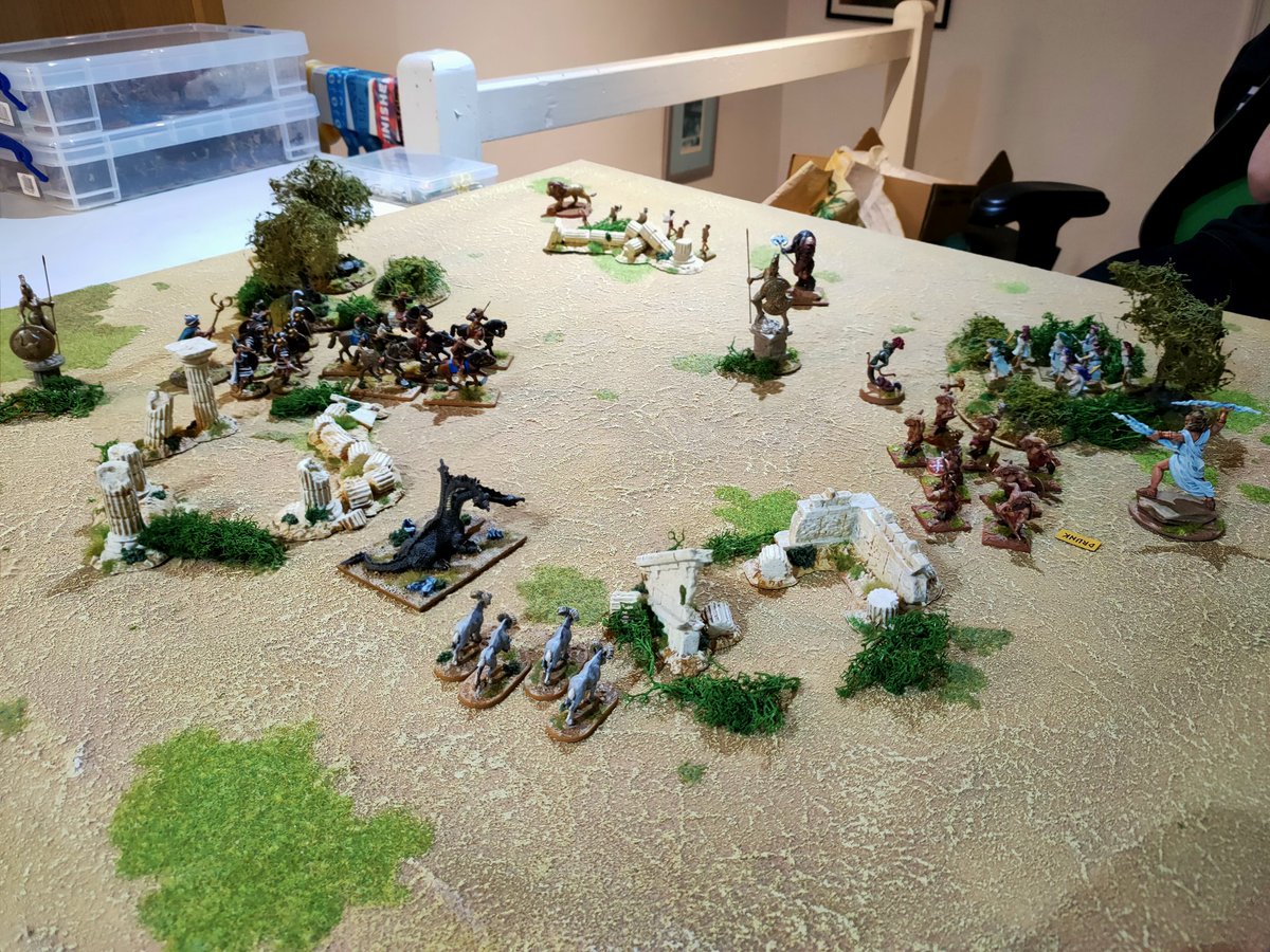 More #ofgodsandmortals tonight. Hermes vs Zeus. We managed two games and won one a piece.