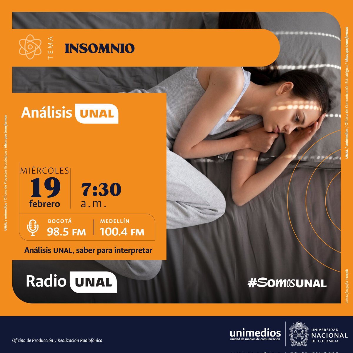 Radio UNAL (@radiounal) on Twitter photo Mañana en <a href="/AnalisisUNAL/">Análisis UNAL</a>
“Hasta seis meses puede tardar el proceso de una persona con insomnio que acude a una cita médica en busca de ayuda”.
Johann Pérez Perdomo.
Sintoniza 📻
98.5 fm Bogotá
100.4 fm Medellín
radio.unal.edu.co Mañana en <a href="/AnalisisUNAL/">Análisis UNAL</a>
“Hasta seis meses puede tardar el proceso de una persona con insomnio que acude a una cita médica en busca de ayuda”.
Johann Pérez Perdomo.
Sintoniza 📻
98.5 fm Bogotá
100.4 fm Medellín
radio.unal.edu.co