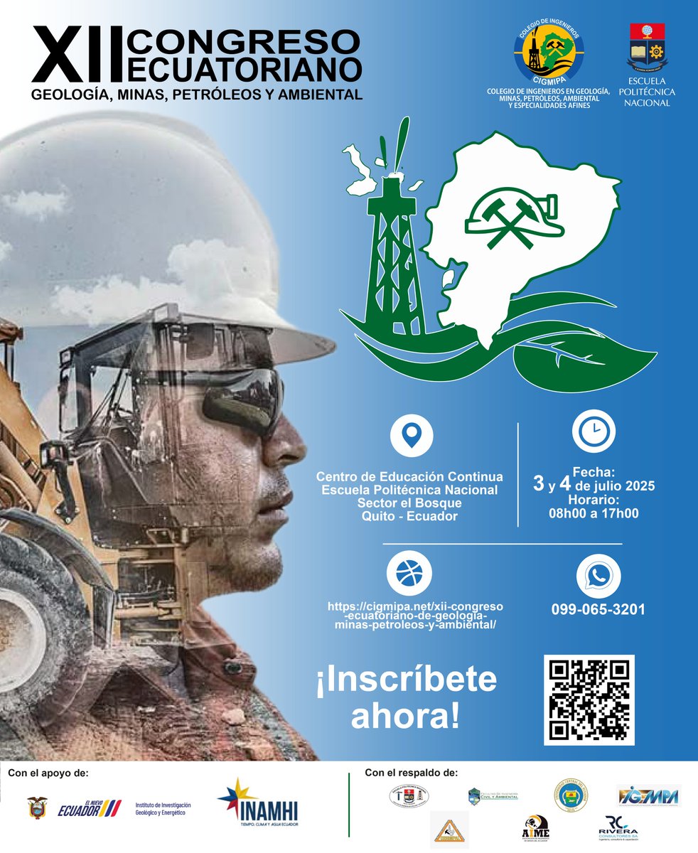 Llega el XII Congreso Ecuatoriano de Geología, Minas, Petróleos y Ambiental. 
Inscríbete ahora y se parte de este magno evento.