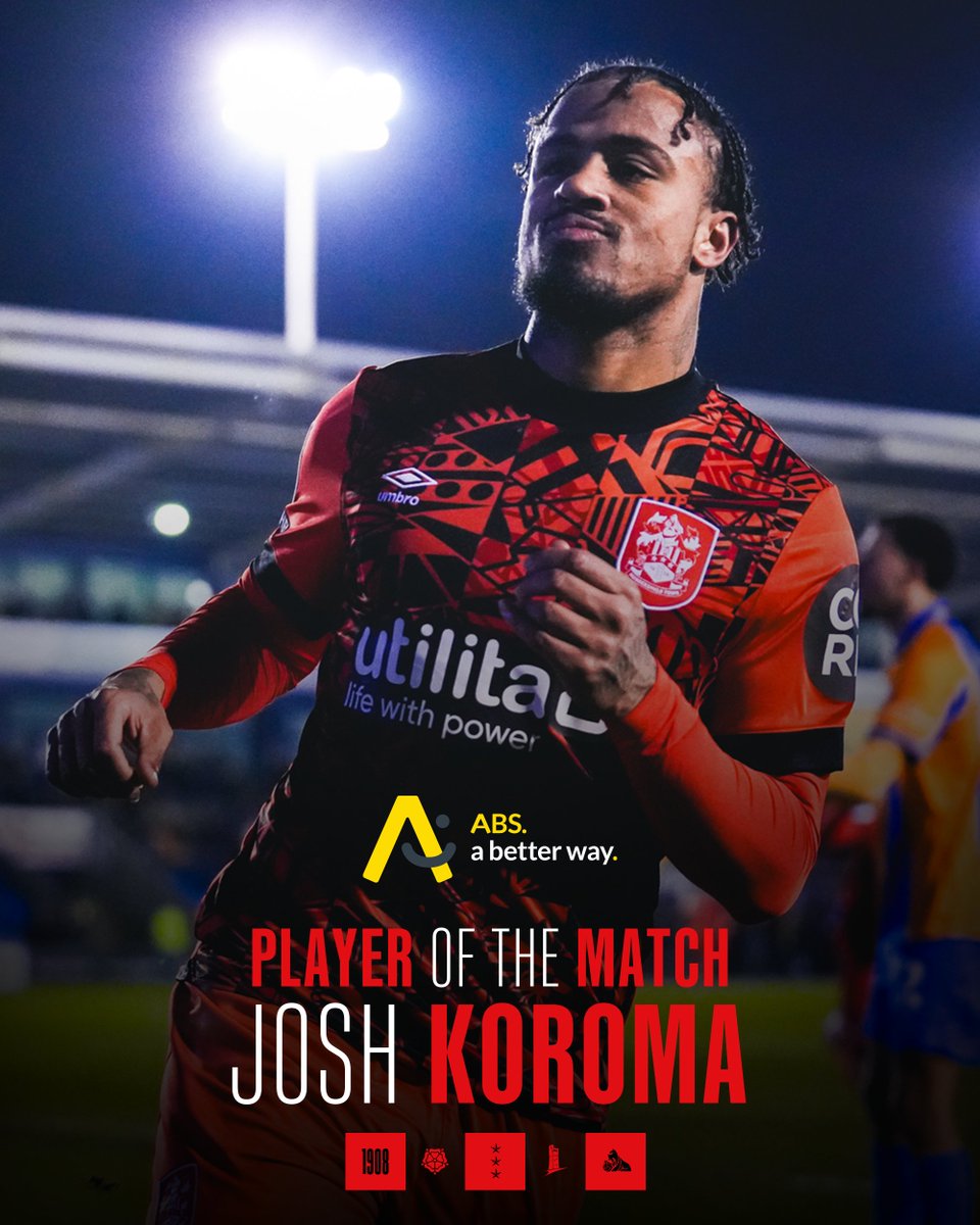 htafc's tweet photo. Was always going to be this man! 🤩

Your @absabetterway Player of the Match, Josh Koroma! 👏

#htafc https://t.co/RK52FS6zLY