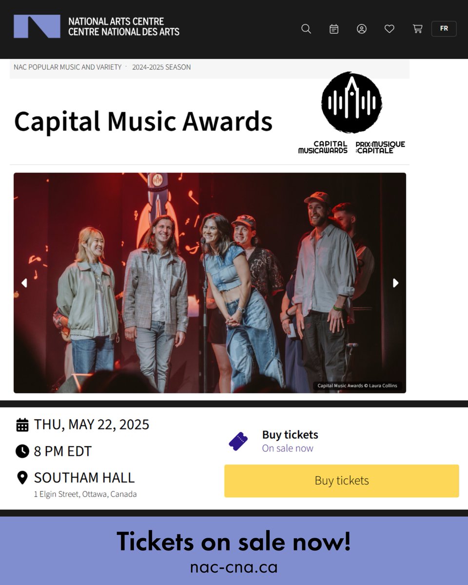 Satellite Birdhouse is nominated for a 2025 Capital Music Award and we would love to celebrate with you! Join us at the NAC on May 22nd as we shine a light on Ottawa’s amazing music community.

Hope to see you there!

#OttawaMusic #CMA2025 #PrixMusiqueCapitale #CapitalMusicAwards