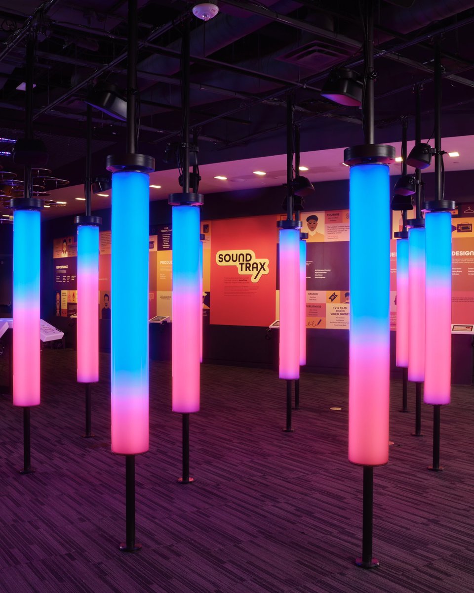 SIA_AGENCY's tweet photo. The ‘Sonic Playground’ exhibit is now open at the #GRAMMYMuseum! Dedicated to Jim Long, this interactive experience features 17 stations where you can create and produce beats with virtual hosts, play real instruments, and explore over 100 music careers. Inspiring the next generation of music creators, admission is FREE for visitors 17 and under! Don’t miss out—grab your tickets now at @GRAMMYMuseum! 🎟️🎶