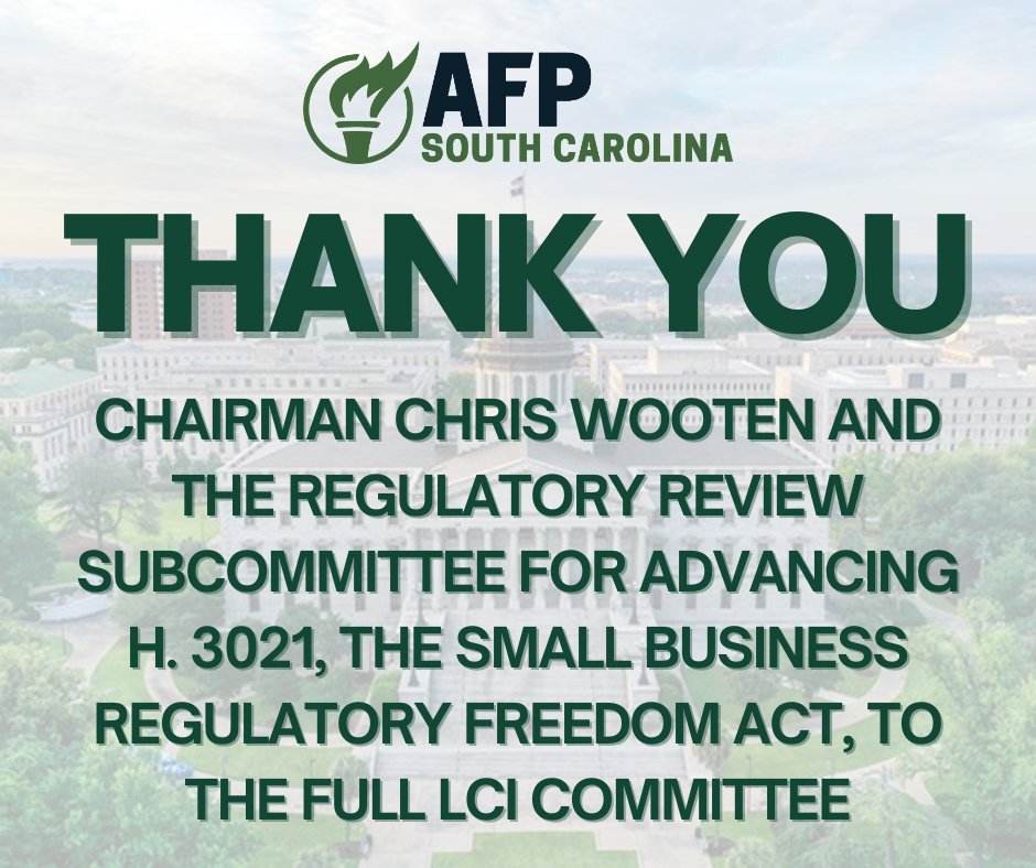 AFPSCarolina's tweet image. Exciting news! 🎉 The Small Business Regulatory Freedom Act has UNANIMOUSLY passed subcommittee  and is heading to the full LCI committee! This is a significant step towards reducing regulatory burdens and empowering small businesses.

#RegulatoryReform #SCFreedomInitiative