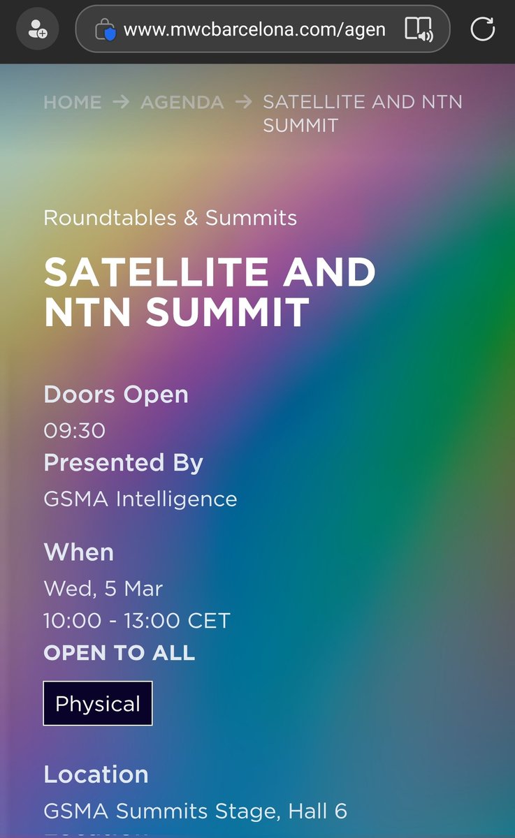 peterlindmark's tweet image. $ASTS The day after the earnings call, @scottwisniews is a speaker at #MWC24 in Barcelona, Spain

Satellite and NTN Summit mwcbarcelona.com/agenda/session…