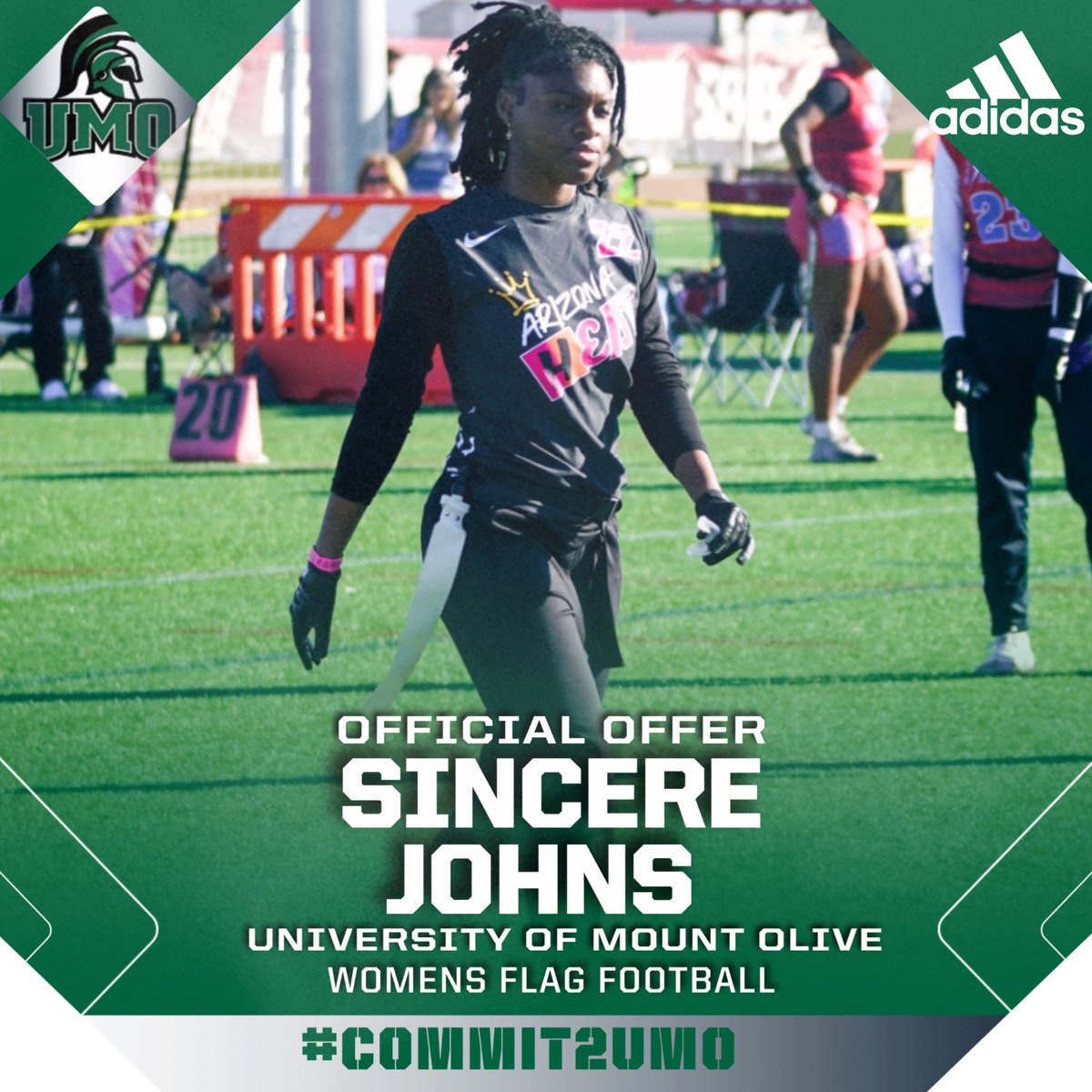Sincerejohns21's tweet photo. After a great conversation with Coach James. I am blessed to announce my second official offer from the University of Mount Olive to play flag football at the next level. I am so grateful and blessed to have this opportunity! Thank you @__mrjames__ 
@officialumo @umoathletics @DysartUSD @AthleticsShadow @ShadowRidgeHS
