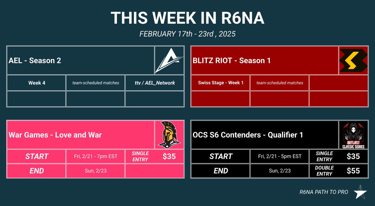 📅THIS WEEK IN R6NA

Week of February 17th, 2025