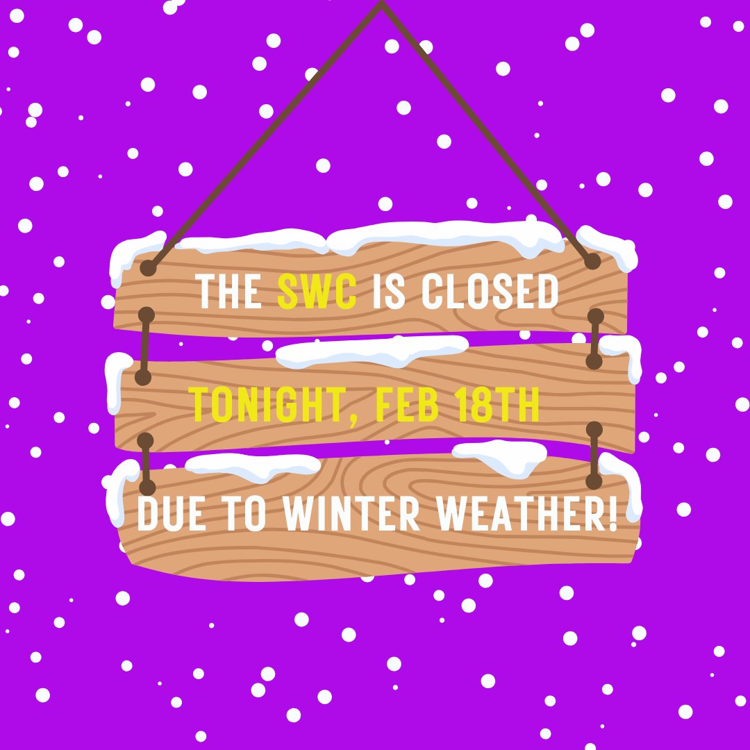 The Speer Writing Center is CLOSED tonight due to winter weather. Stay tuned for more updates regarding the next few days!