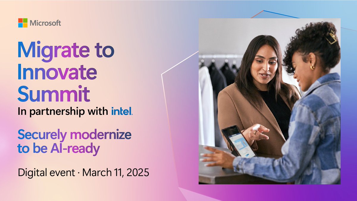 Azure's tweet image. Discover how to build a high-performance and secure cloud foundation that can help you fully embrace AI at the Migrate to Innovate Summit. 

Be secure: msft.it/6015UauKX #MigrateToInnovate #AzureMigration
