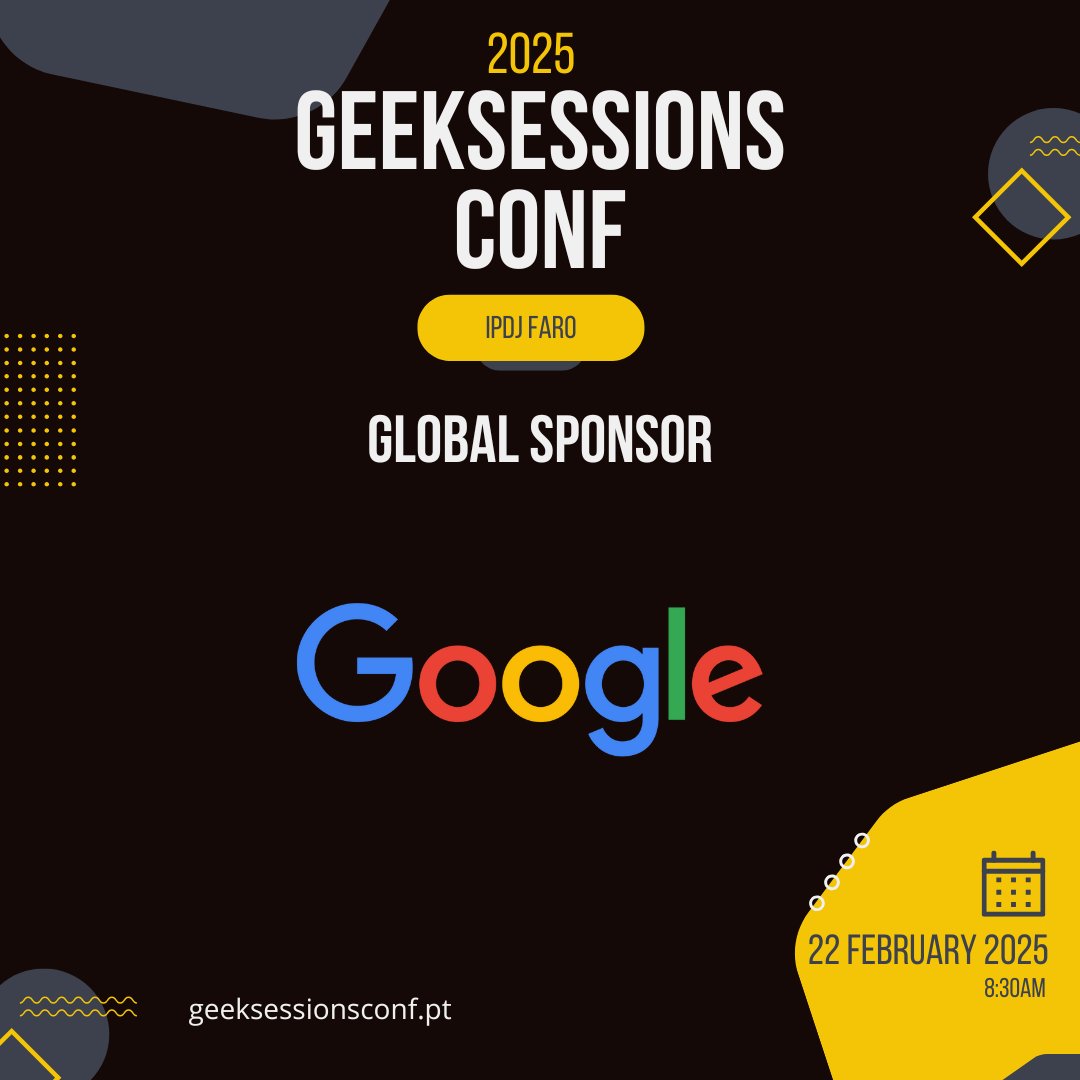 GeekSessionsFAO's tweet image. ππ A round of applause for our global sponsors! ππ
Thanks to Google, Elastic, and JetBrains for sponsoring our event! πβ¨
Thanks for helping us make this event an unforgettable success!
we got a fancy website, take a peek π geeksessionsconf.pt π 22nd February