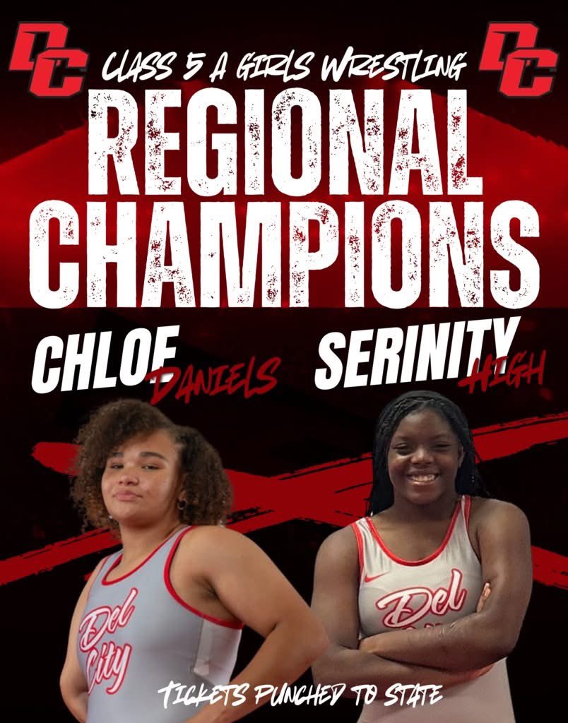 Congratulations to the Del City Girls Wrestling Team who placed 3rd overall at Regionals. We're extra proud to share that two of our wrestlers, Chloe Daniels and Serinity High from Del City High School, are Regional Champions in their weight classes. 

#mdpurpose #StateBound