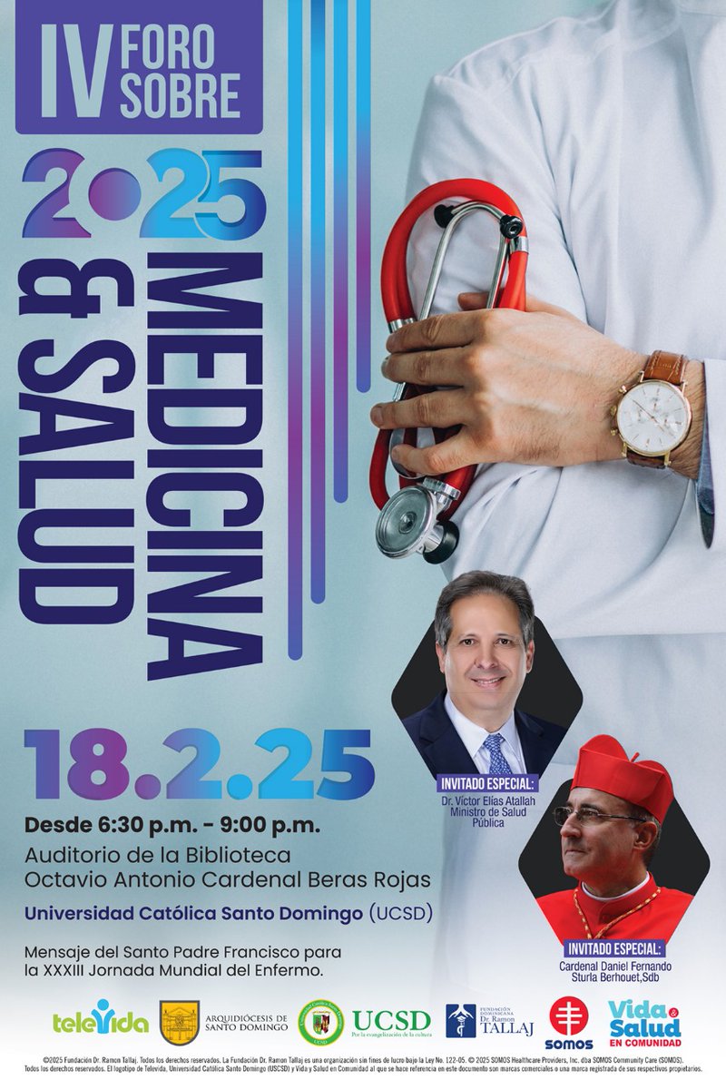 VidaySaludTv41's tweet image. Ya iniciamos el IV Foro de Medicina y Salud de la Fundación Dominicana Dr Ramón Tallaj, en vivo por @Televida
Canal 41 y web televida.org.do y nuestro canal de Youtube:
youtube.com/live/-N9nas-26…
#Salud #Vida #Televida41 #CanaldelaFamilia #ForodeMedicinaySalud