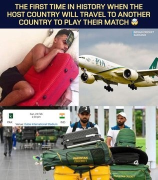 Kashmir_Fact's tweet photo. #Pakistan creates history yet again.

For the first time ever, the host country will travelling abroad for its own match.Why play at home when you can be a guest at your own event? 

Innovation at its peak.

#CricketLogic #PakistanFailure #PakistanCricket #HostButGuest #ShivajiMaharajJayanti #foodbank