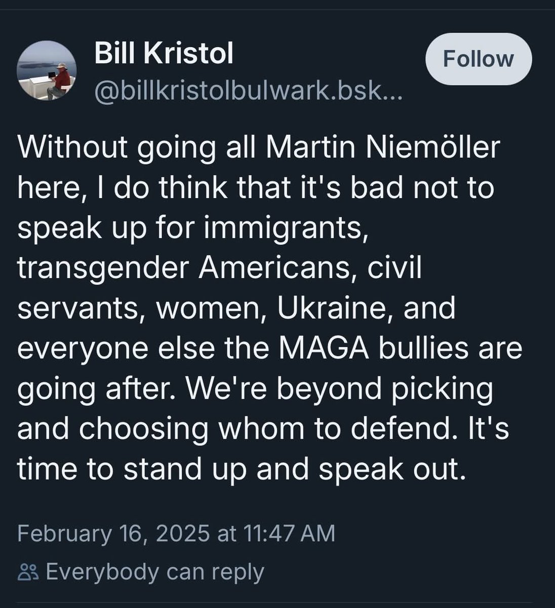 Bill Kristol is to the left of the President of <a href="/thenation/">The Nation</a> and founder of <a href="/jacobin/">Jacobin</a> <a href="/sunraysunray/">Bhaskar Sunkara</a> 

Incredible.