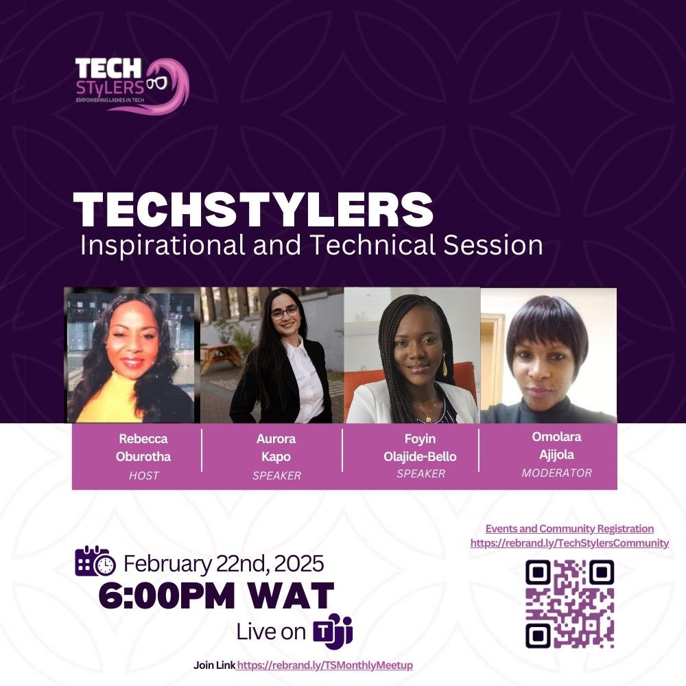 ROburotha's tweet photo. Exciting news🤩! Registration is open  https://t.co/hWg3PmTTJO 

Looking for some career inspiration?

Wondering how AI can be applied at work?

I’m co-hosting an inspirational session  with Omolara Ajijola for #Techstylers this Saturday. 

Join us via the links🔗 .👇 https://t.co/PFx2yP9h8L