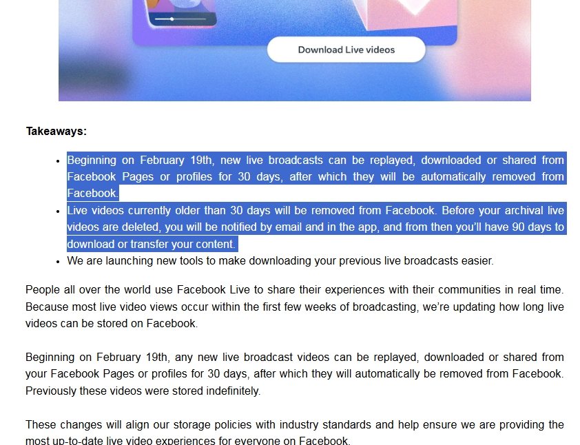 Meta just announced it's deleting everyone's Facebook livestream archive in 30 days.

In places like #HongKong, media outlets' precious record of news events, like the 2019 demos, will be lost.

Their tools for backup/download barely work, and the filenames are nonsensical - I've